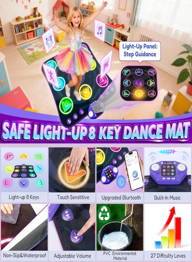 TooLion Dance Mat Toys for 3-12 Year Old Girls & Boys,Dance Pad with Light-Up 8-Buttons & Wireless Bluetooth,4 Game Modes & Adjustable Volume & Non-Slip.Birthday Xmas Gifts for Kids - Image 4